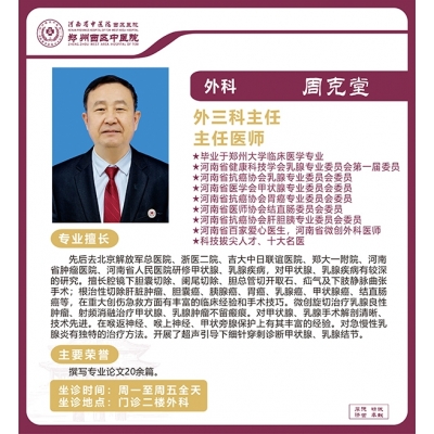 周克堂——甲狀腺、乳腺疾病專(zhuān)家、外三科主任、主任醫(yī)師
